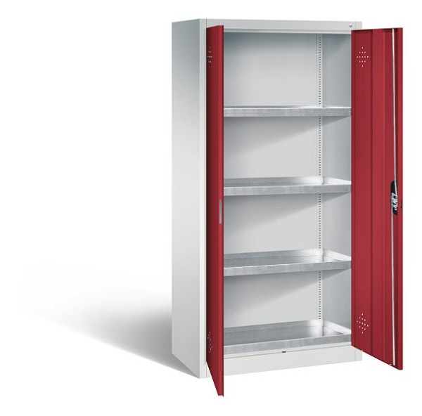 C+P Umweltschrank Acurado, H1950xB930xT500mm, Farbe: Lichtgrau / Rubinrot, Muldengriff, 8921-315 S10325