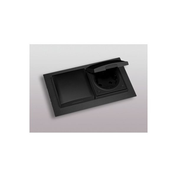 Thebo Steckdosenelement PLANO 2fach Steckdose, schwarz, 2m, 143763