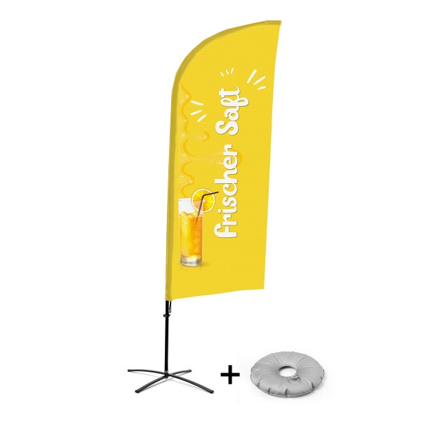 Showdown Displays Beachflag Alu Wind Komplett-Set Frischer Saft Deutsch Kreuzständer, BFAW310-CB30-WB-I100