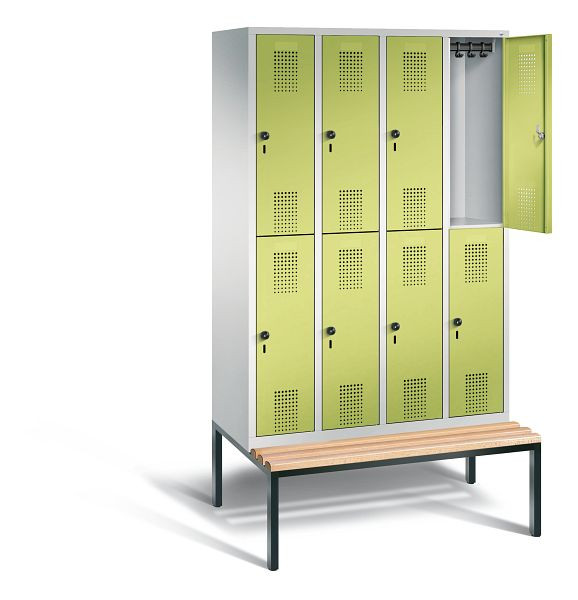 C+P Spind doppelstöckig Evolo, H2090xB1190xT815mm, Farbe: Lichtgrau / Viridingrün, 48350-40 S10194