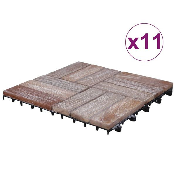 vidaXL Terrassenfliesen 11 Stück 30x30 cm Altholz Massiv, 45744