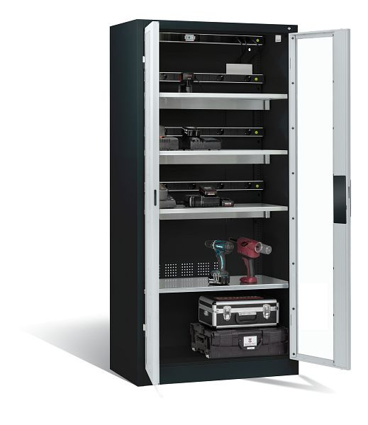 C+P Akkuladeschrank Comfort, H1950xB930xT500 mm, Anthrazit/Lichtgrau, 8921-055E3 S10018