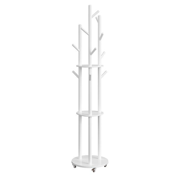 VASAGLE Garderobe, Weiß, 40x40x175 cm, Gummiholz, MDF (Fiberboard mittlerer Dichte), Stahl, Kunststoff, RCR023W01