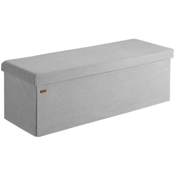 casaria Sitzbank Grau Cord 114x38x38cm MDF faltbar, 109919