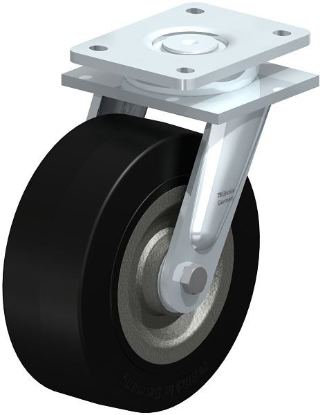 Blickle LO-SE 202K Stahlgeschweißte Schwerlast-Lenkrolle, Elastik-Vollgummi, Schwarz, 607754