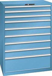 LISTA Schubladenschrank 54x36E (BxTxH) 1023x725x1450mm AUTO Lock, Lichtblau, 9 Schubladen, Fronthöhen: 100 - 300 mm, 78.297.010.A