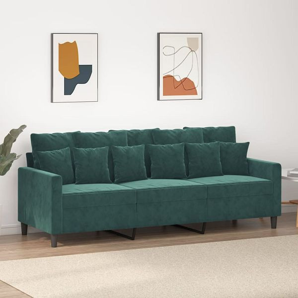 vidaXL 3-Sitzer-Sofa Dunkelgrün 180 cm Samt, Top-Qualität, 359315