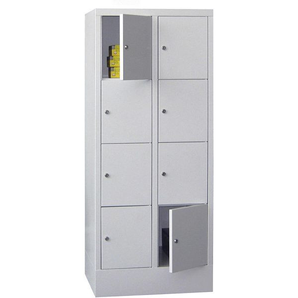 Deskin Schließfachschrank CLASSIC mit glatten Türen, Korpus lichtgrau, Türen lichtgrau, H 1518 x B 600 x T 500 mm, 264121