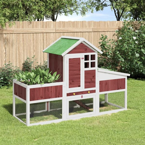 vidaXL Kaninchenstall Mokka 170x63x113 cm Massivholz Kiefer, 172294