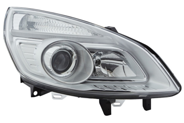 HELLA Halogen/DE-Hauptscheinwerfer, für u.a. Renault Scénic II (JM0/1_), chrom, ECE, für Rechtsverkehr, rechts, 1EL 009 447-101