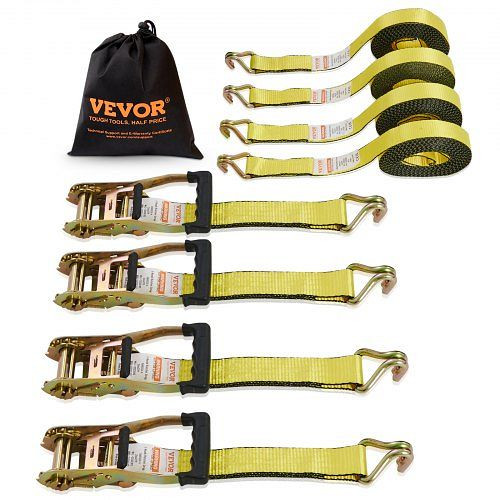 VEVOR 4er-Pack Spanngurte mit Ratsche, 10,000 lbs, 2" x 27', robuster Doppel-J-Haken, SGJLDSGJ2X274K91FV0
