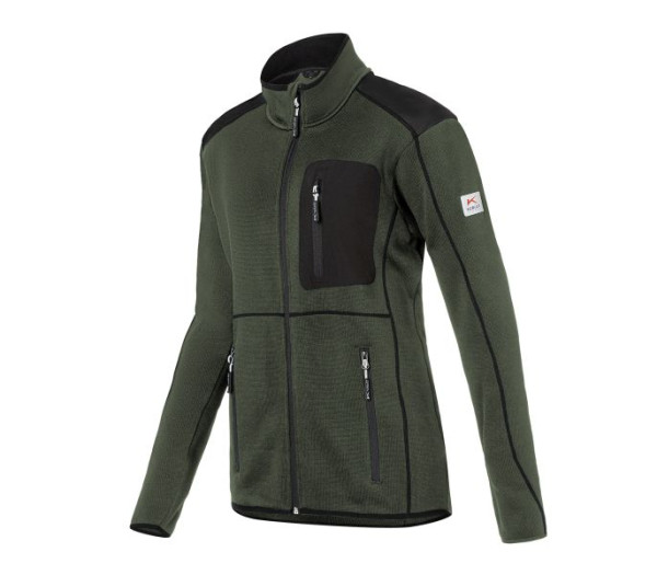 Kübler Strickjacke Damen, Farbe: oliv/schwarz, Größe: S, 1444 6339-6699-S