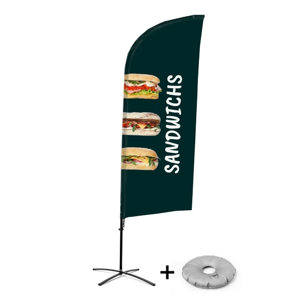 Showdown Displays Beachflag Alu Wind Komplett-Set Sandwiches Französisch Kreuzständer, BFAW310-CB30-WB-I496