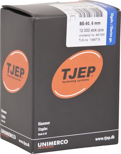 TJEP BE-80 6mm Klammer, verzinkt Box 12.000 Stück, Klammern, 841306