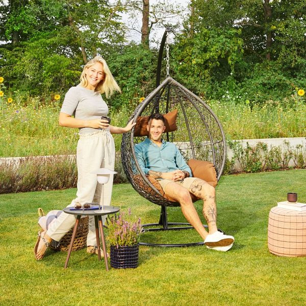HOME DELUXE Polyrattan Hängesessel CIELO - Mit Regenabdeckung, 6951