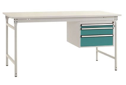 Manuflex Komplett-Beistelltisch BASIS stationär mit Melamin-Platte + Gehäuse-Unterbau, BxTxH: 1500 x 800 x 780 mm, Wasserblau, BB5281.5021