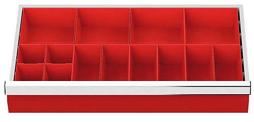 Bedrunka+Hirth Schubladeneinsätze R 24-12, für Blendenhöhe 100 mm, 4 x KTK 150 x 150 mm, 6 x KTK 75 x 150 mm, 08.88.35