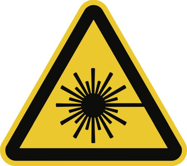 Moedel Warnung vor Laserstrahl ISO 7010, Folie, 400 mm Seitenlänge, 98734
