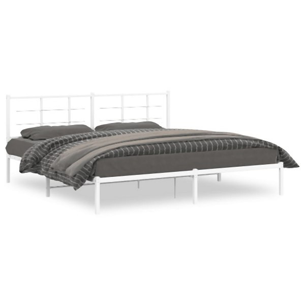 vidaXL Bettgestell mit Kopfteil Metall Weiß 193x203 cm, 355616