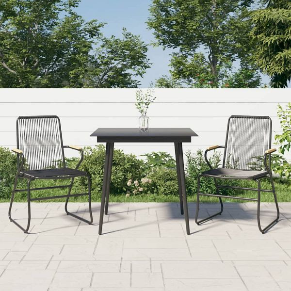 vidaXL 3-teilig Garten-Essgruppe Schwarz PVC Rattan, 3060267