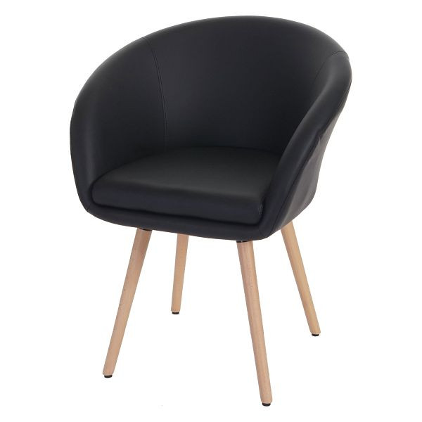 Mendler Esszimmerstuhl Malmö T633, Stuhl Küchenstuhl, Retro 50er Jahre Design, Kunstleder, schwarz, 48402