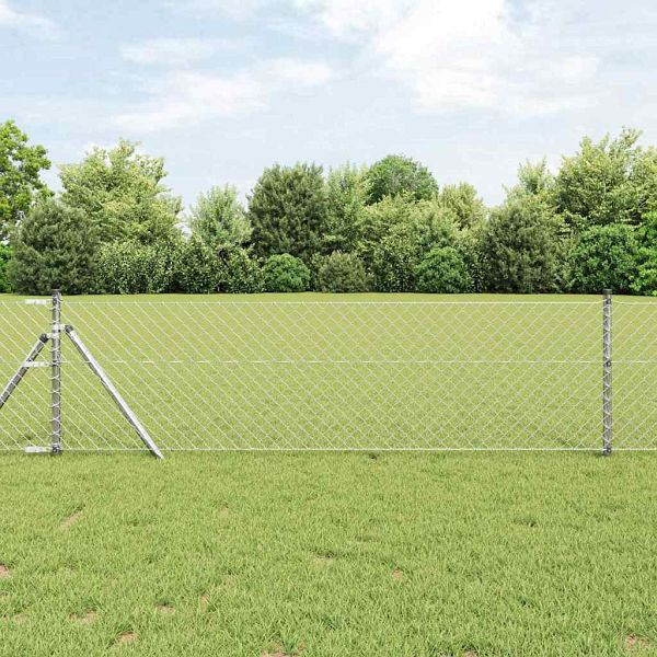 vidaXL Maschendrahtzaun Silber 25 x 0,8 m Galvanisierter Stahl, 42004858