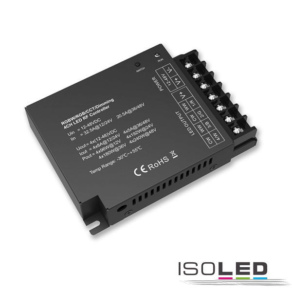ISOLED Sys-Pro Funk Mesh PWM-Dimmer, 1-4 Kanal, 12-24V DC 4x8A, 36-48V DC 4x5A, 114455