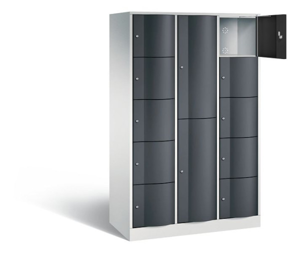 C+P Kombi-Schließfachschrank Resisto, H1950xB1148xT540mm, Farbe: Lichtgrau / Schwarzgrau, 8070-3721 S10027