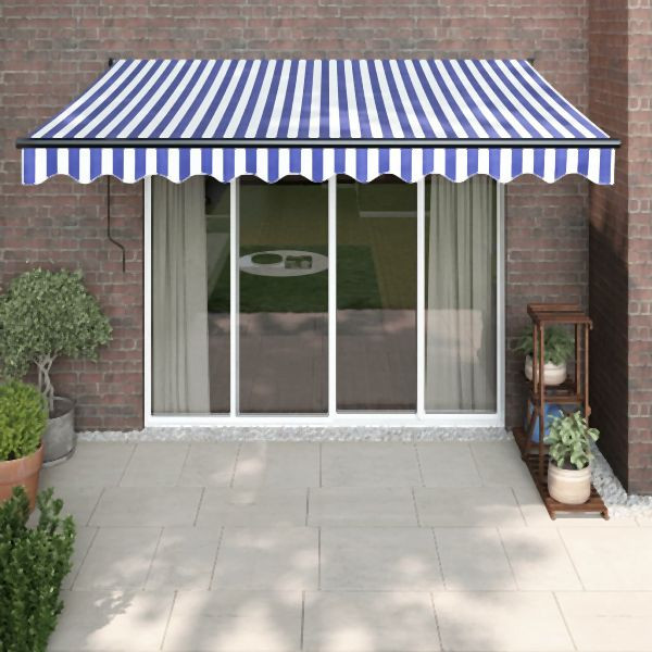 vidaXL Markise Einziehbar Blau und Weiß 3,5x2,5 m Stoff und Aluminium, 3154447