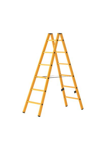 HYMER GFK Sprossenstehleiter, beidseitig begehbar, 2x6 Sprossen/Stufen, 392312