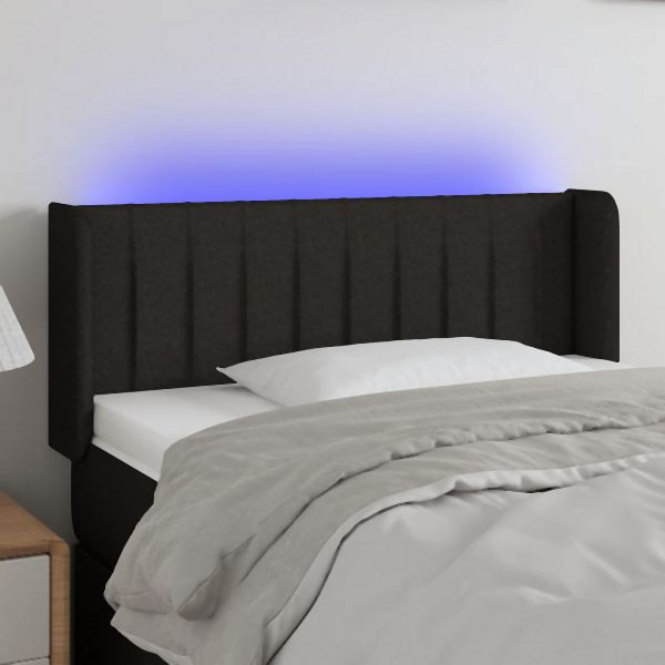 vidaXL LED Kopfteil Schwarz 93x16x78/88 cm Stoff, 3123458
