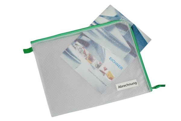 Eichner Sammelbeutel mit halbrundem Reißverschluss, Transparent, Format: A4, VE: 5 Stück, 9218-01866