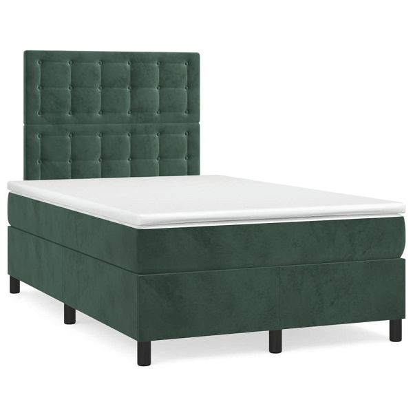 vidaXL Boxspringbett mit Matratze & LED Dunkelgrün 120x190 cm Samt, 3270338