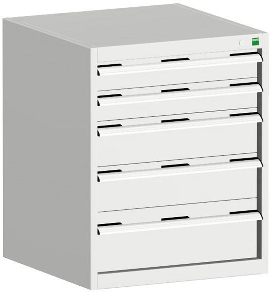 bott cubio Schubladenschrank bestückt mit 5 Schubladen BxTxH: 650 x 525 x 800 mm, RAL 7035, 40011046.16V