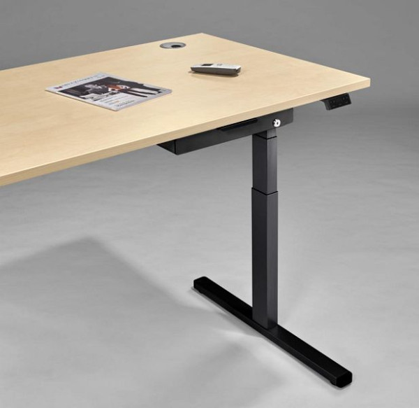 Deskin Utensilienschub verriegelbar, Stahl, pulverbeschichtet graphitschwarz, RAL 9011, B 391 x H 47 x T 305 mm, 352486