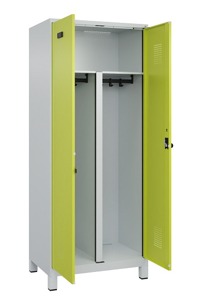 C+P PSA Schwarz-Weiß-Spind Evolo PLUS, mit Füßen, 2 Abteile, 1950x800x500mm, 70, 1108060 RDS Clowngrün, Drehriegel, 049012-22P S10015