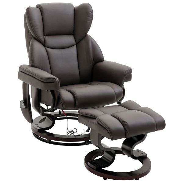 HOMCOM Relaxsessel mit Massagefunktion Fußhocker Liegefunktion Kunstleder 79 x 82 x 101 cm, 700-116V91BN