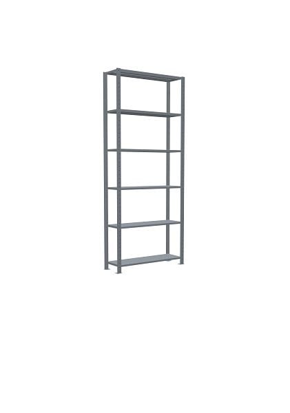 Schulte Grundregal, Steckregal MULTIplus330, 2500 x 1000 x 300 mm, 6 Fachböden, Kreuzstrebe, verzinkt, 13931