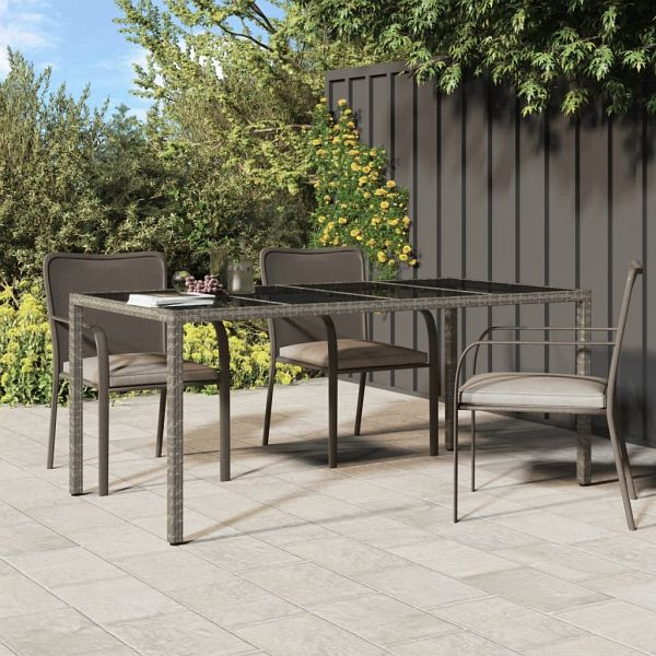 vidaXL Gartentisch Grau 190x90x75 cm Gehärtetes Glas und Poly Rattan, 316715