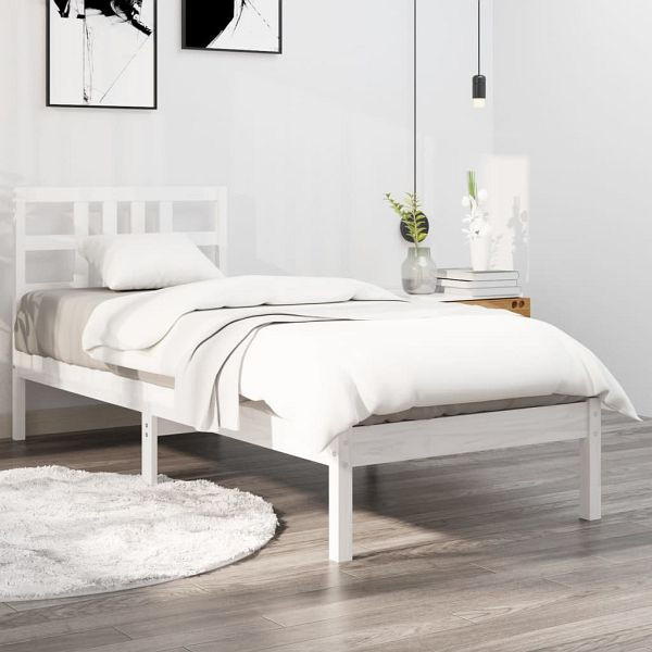 vidaXL Massivholzbett Weiß 100x200 cm, 3105396, 8720287041382