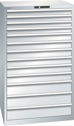 LISTA Schubladenschrank 45x36E (BxTxH) 870x725x1450mm AUTO Lock, Lichtgrau, 13 Schubladen, Fronthöhe: 75 - 150mm, Traglast Schubladen: 200kg, 78.716.020.A