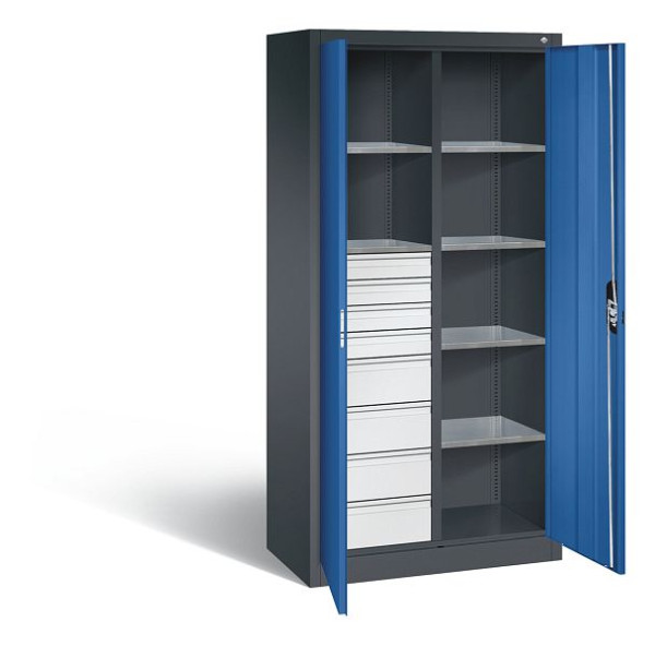 C+P Werkzeugschrank Acurado, H1950xB930xT500mm, Farbe: Schwarzgrau / Enzianblau, Muldengriff, 8921-305 S10271