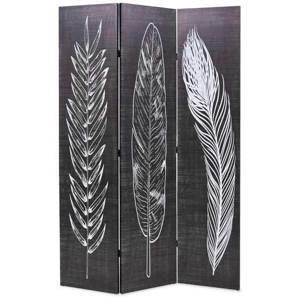 vidaXL Raumteiler klappbar 120 x 170 cm Federn Schwarz-Weiß, 245889