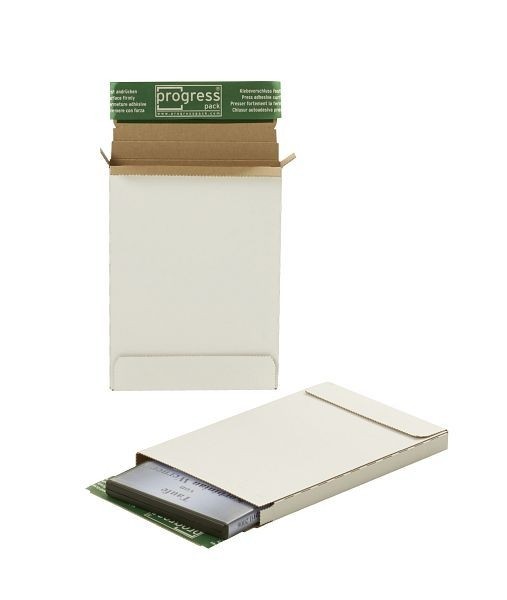 Progress Packaging PP_BB06.02-2 BRIEFBOX weiß mit 2x SK-Verschluß und Aufreißfaden 215/155/15 - VE: 100 Stück UK, 003550