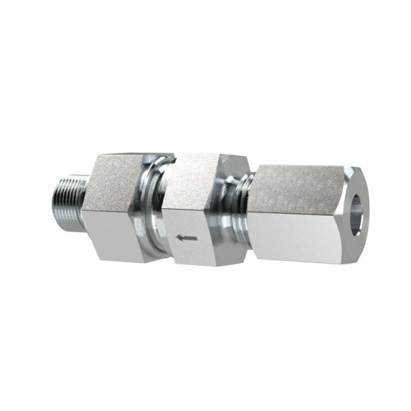 Riegler Rückschlagventil, G1/2 a, Schneidring-Gewinde, Rohr-A-Ø14, PN max.400, SW1 27, SW2 27, SW3 32, Stahl verzinkt,ÖD0,8-1,2bar, 159462, 4047322640923