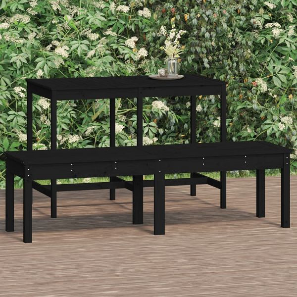 vidaXL Gartenbank 2-Sitzer Schwarz 159,5x44x45 cm Massivholz Kiefer, 824015