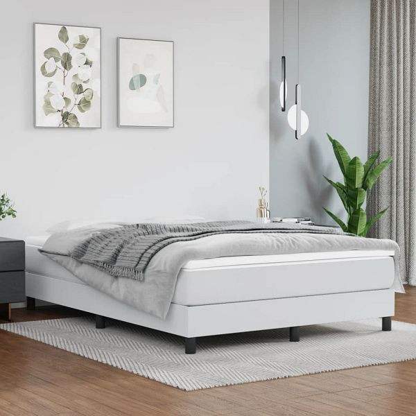vidaXL Bettgestell Weiß 140x200 cm Kunstleder, 3120701, 8720287233626