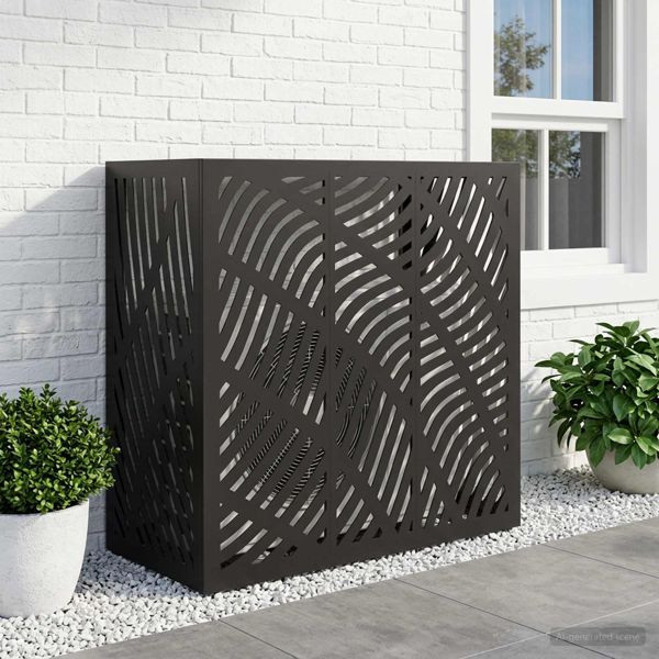 vidaXL Klimaanlagenabdeckung Schwarz 110 x 50 x 105 cm Stahl, 8014115