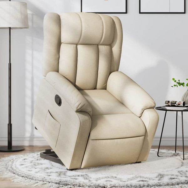 vidaXL Relaxsessel mit Aufstehhilfe Creme Stoff, 3205325