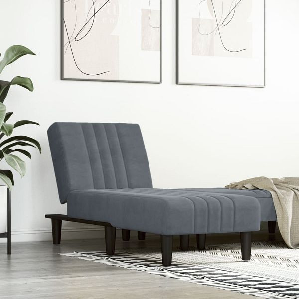 vidaXL Chaiselongue Dunkelgrau Samt, 352827, 8720845847463